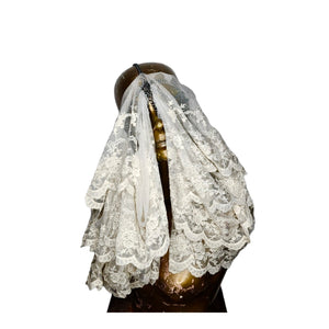 WHITE WIDOW LACE HEADCHAIN VEIL