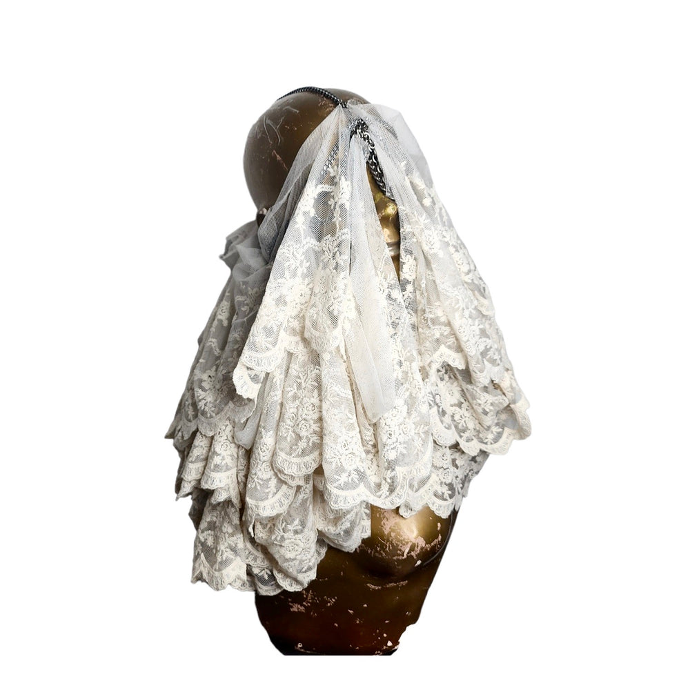 WHITE WIDOW LACE HEADCHAIN VEIL