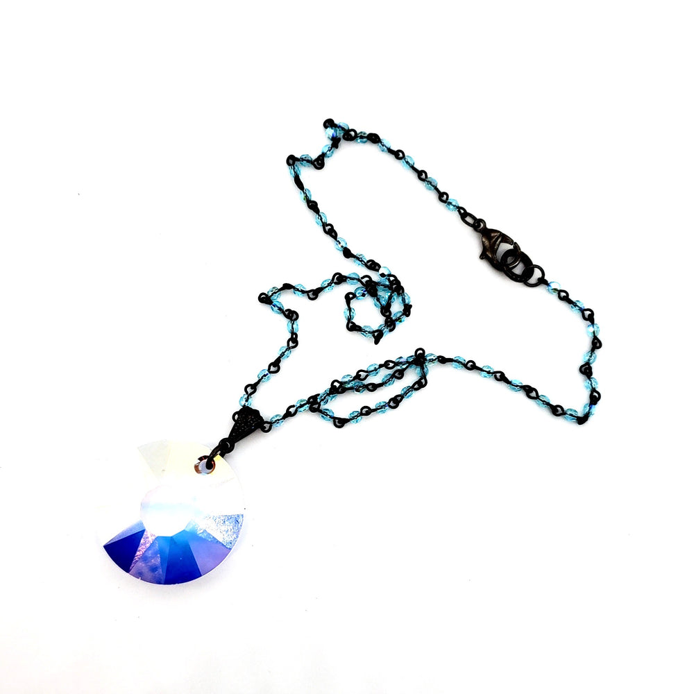 RARE FIND OPAL ROUND BLUE BIRD CHAIN NECKLACE