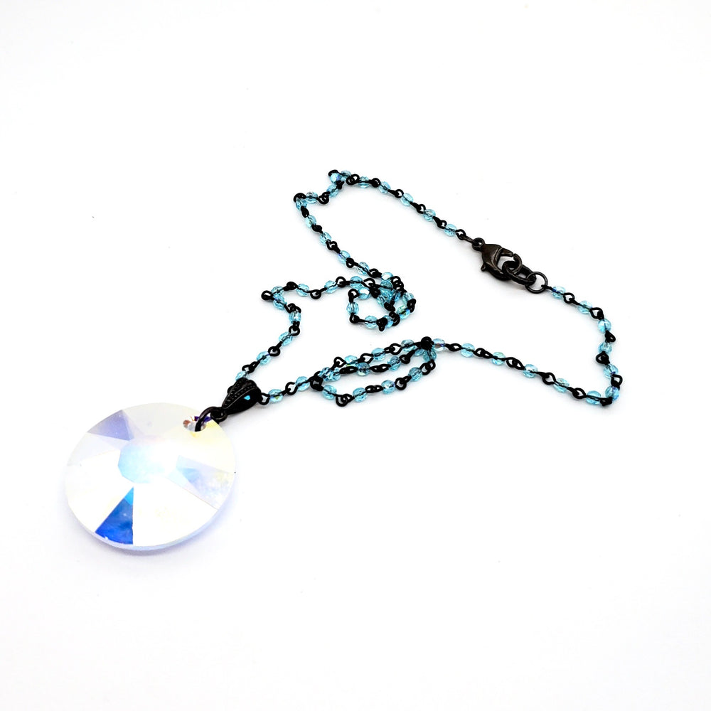 RARE FIND OPAL ROUND BLUE BIRD CHAIN NECKLACE