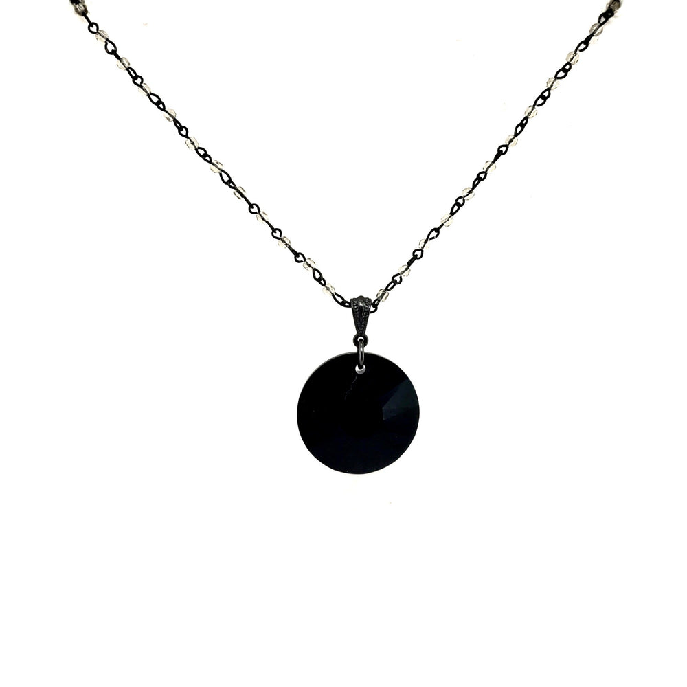 RARE FIND SMOKE ROUND BLACK DIAMOND CHAIN NECKLACE