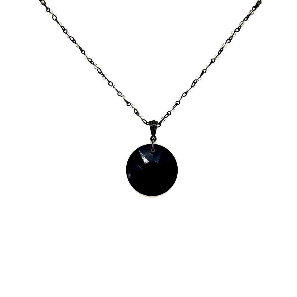 RARE FIND SMOKE ROUND BLACK DIAMOND CHAIN NECKLACE