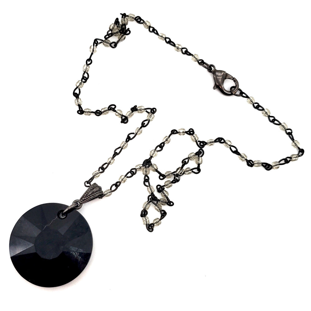 RARE FIND SMOKE ROUND BLACK DIAMOND CHAIN NECKLACE
