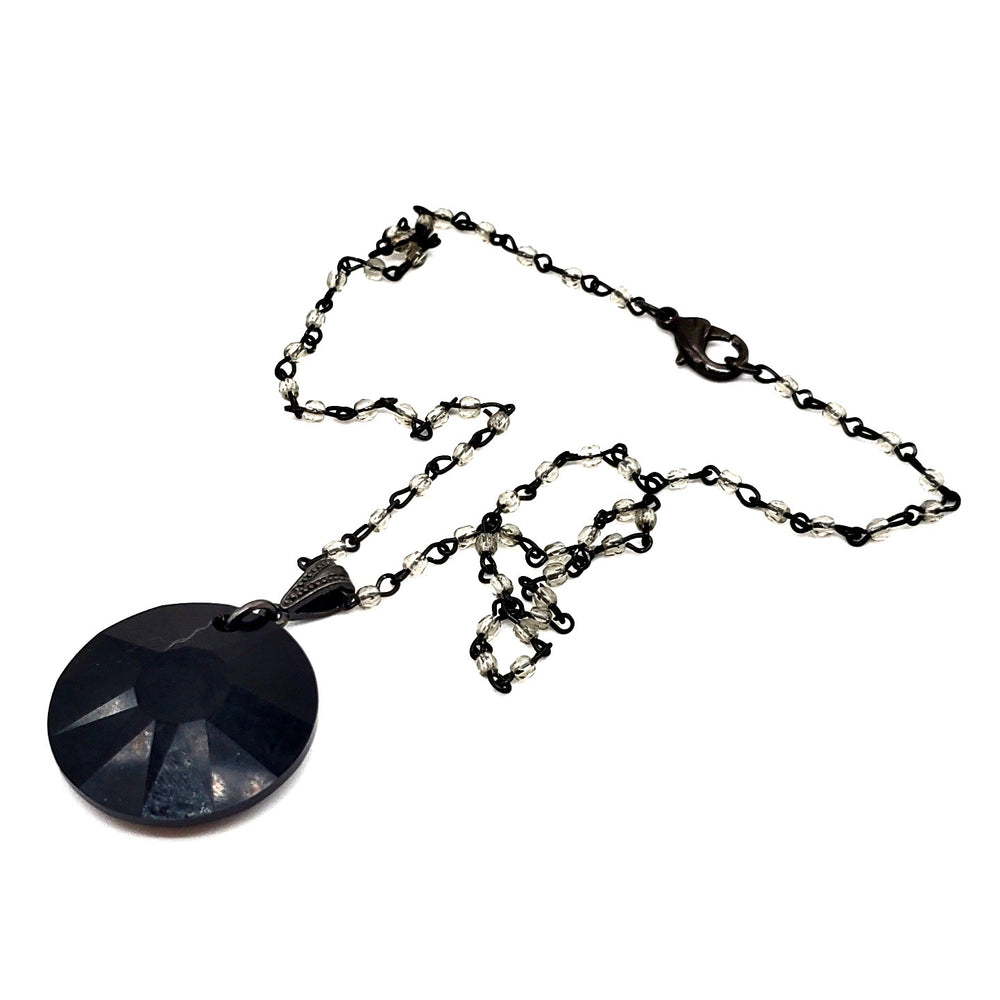 RARE FIND SMOKE ROUND BLACK DIAMOND CHAIN NECKLACE