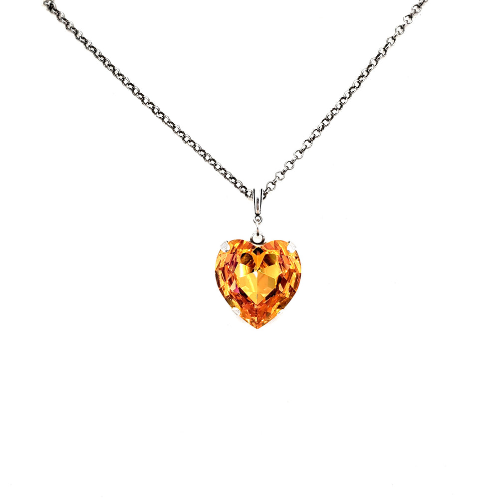 HEART THROB PINK TOPAZ HEART NECKLACE