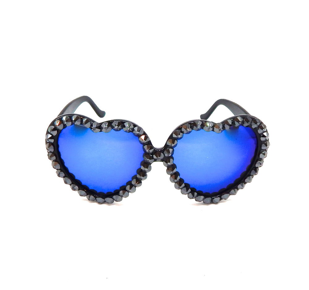 LOLITA BLACK TOP ACID RHINESTONE HEART SUNGLASSES