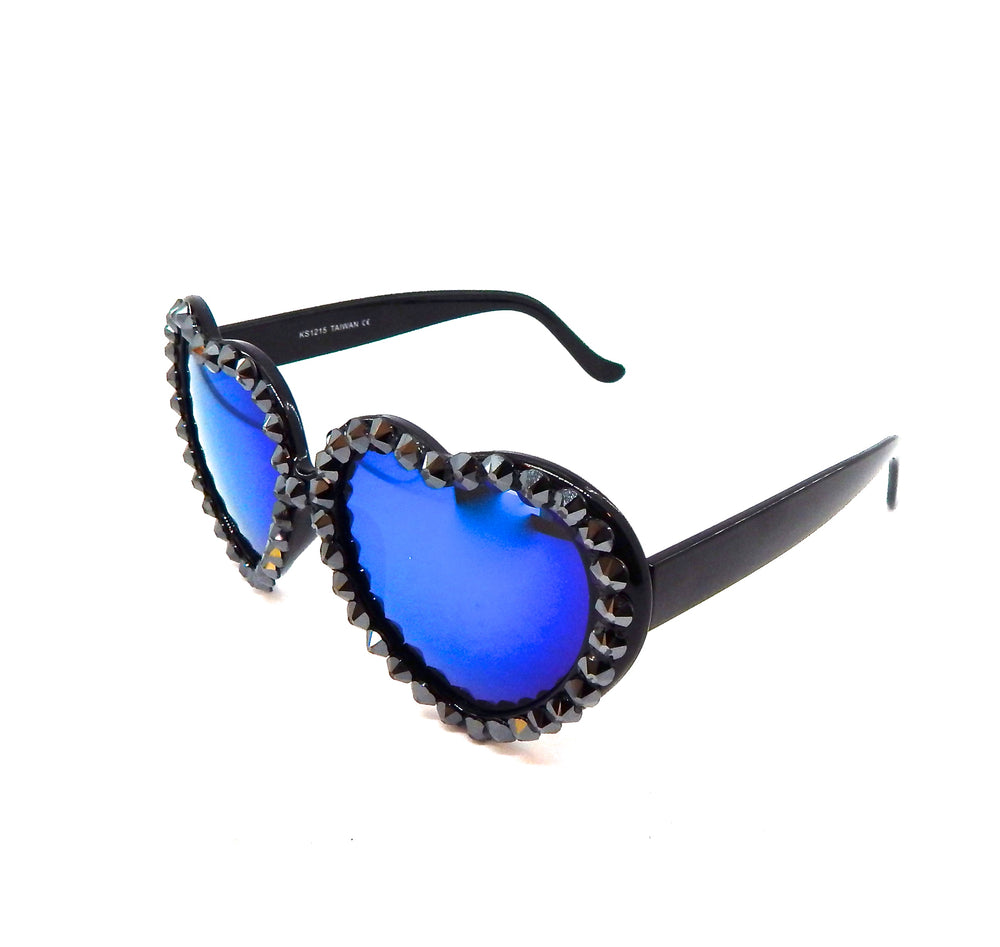 LOLITA BLACK TOP ACID RHINESTONE HEART SUNGLASSES