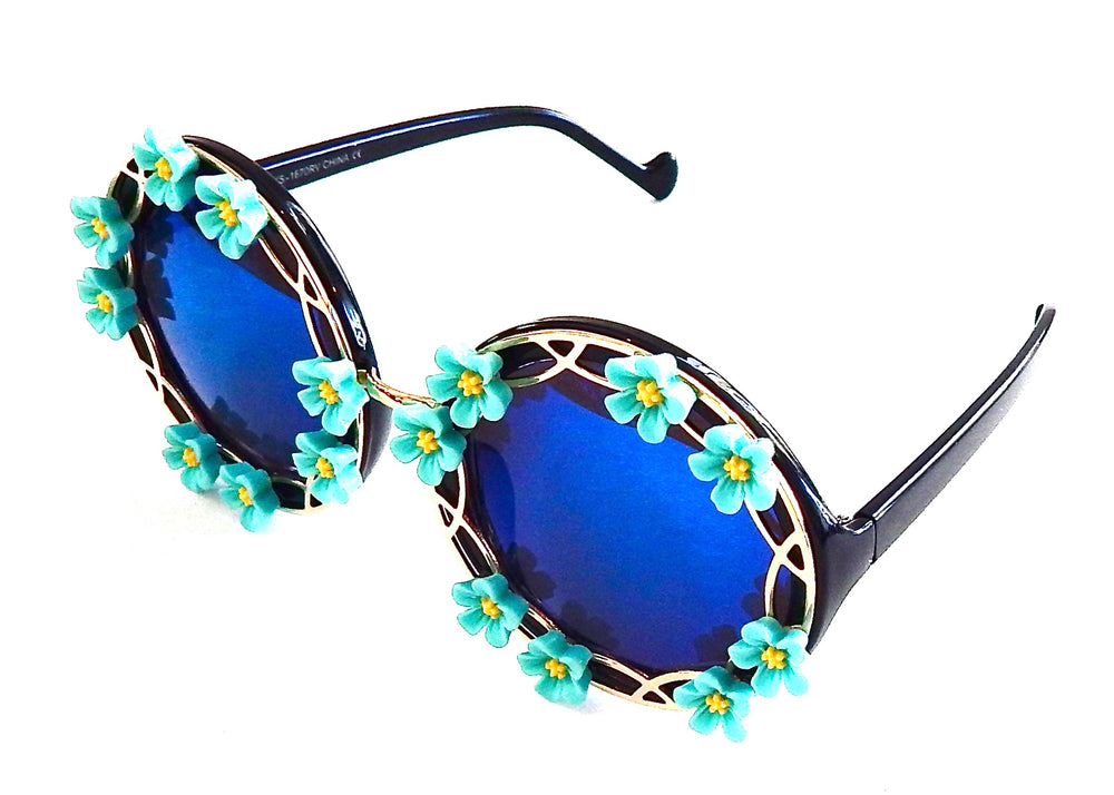 SUMMER OF LOVE MORNING GLORY BLUE BIRDCAGE GLASSES