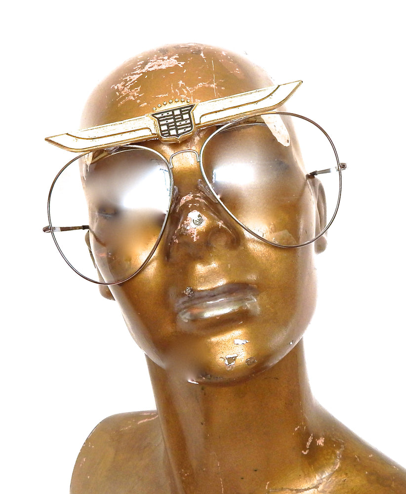 CHEVY METAL CADILLAC WINGS CLEAR AVIATOR GLASSES