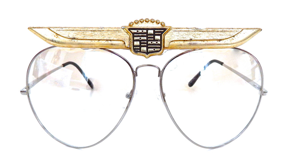 CHEVY METAL CADILLAC WINGS CLEAR AVIATOR GLASSES