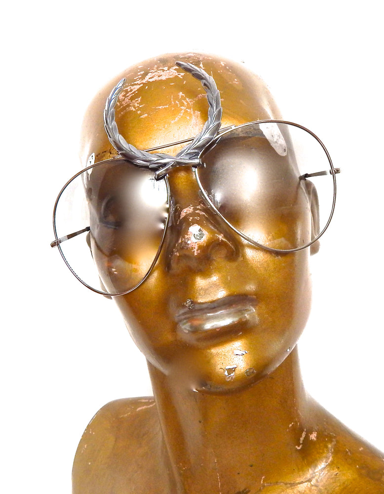 CHEVY METAL CADILLAC SILVER WREATH CLEAR AVIATOR GLASSES