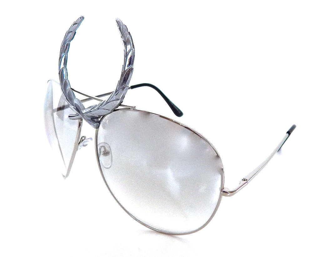 CHEVY METAL CADILLAC SILVER WREATH CLEAR AVIATOR GLASSES