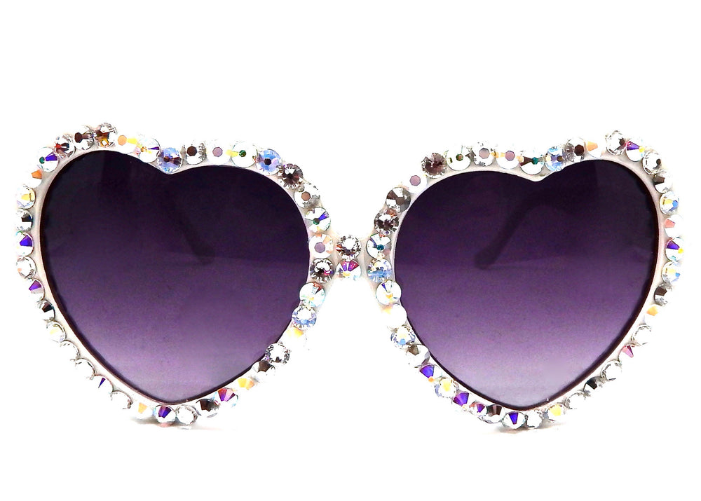 LOLITA CRYSTAL MOON OPAL COMBO RHINESTONE HEART SUNGLASSES