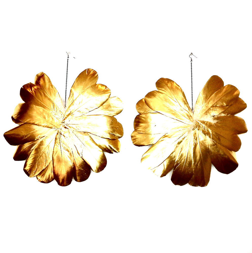FEATHER GILDED SPIRAL  EARRING