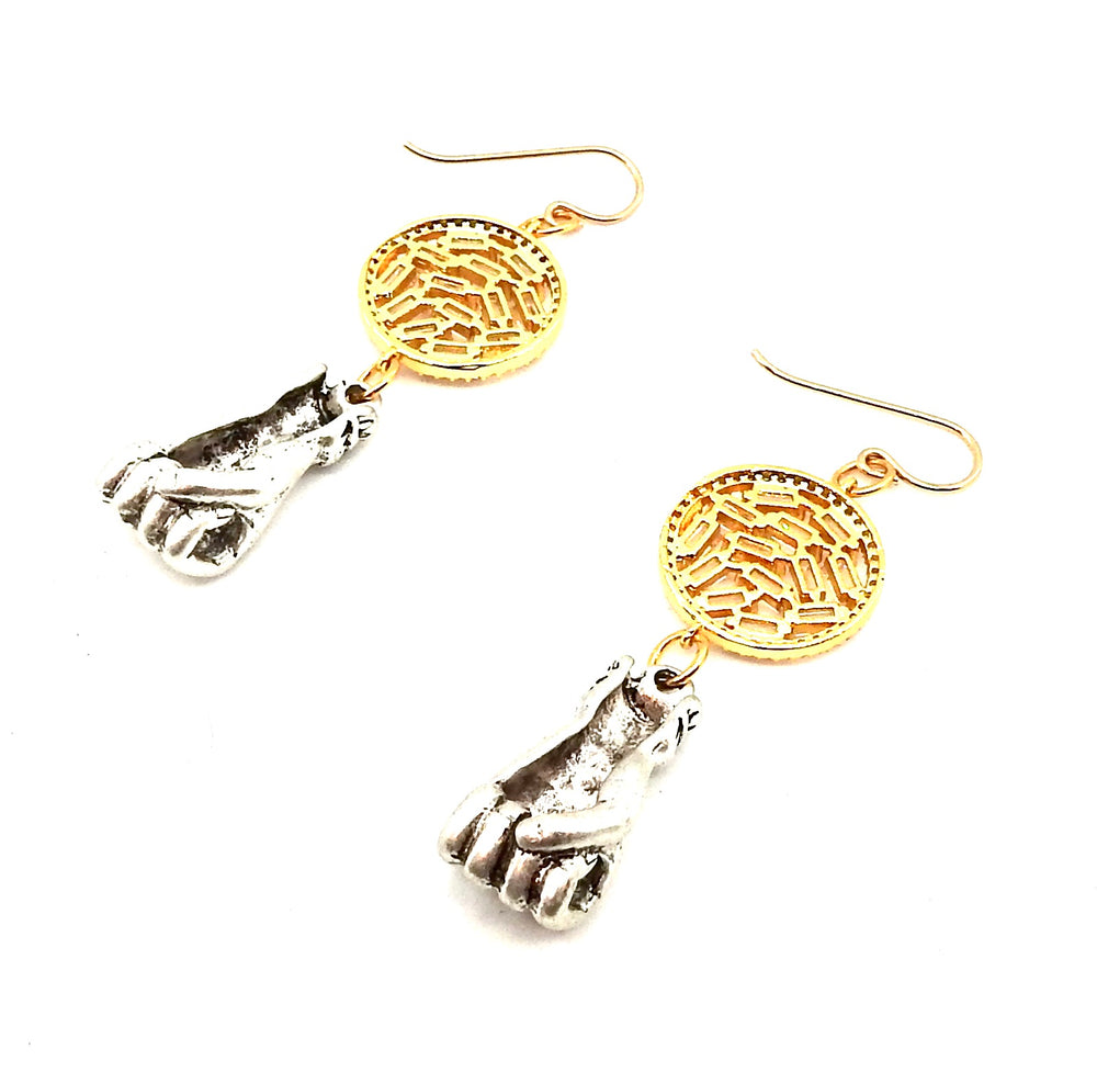 FISTS OF FURY GOLD & SILVER COIN EARRINGS