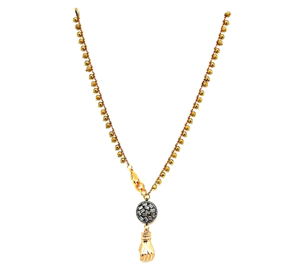 FISTS OF FURY BLACK & GOLD COIN NECKLACE