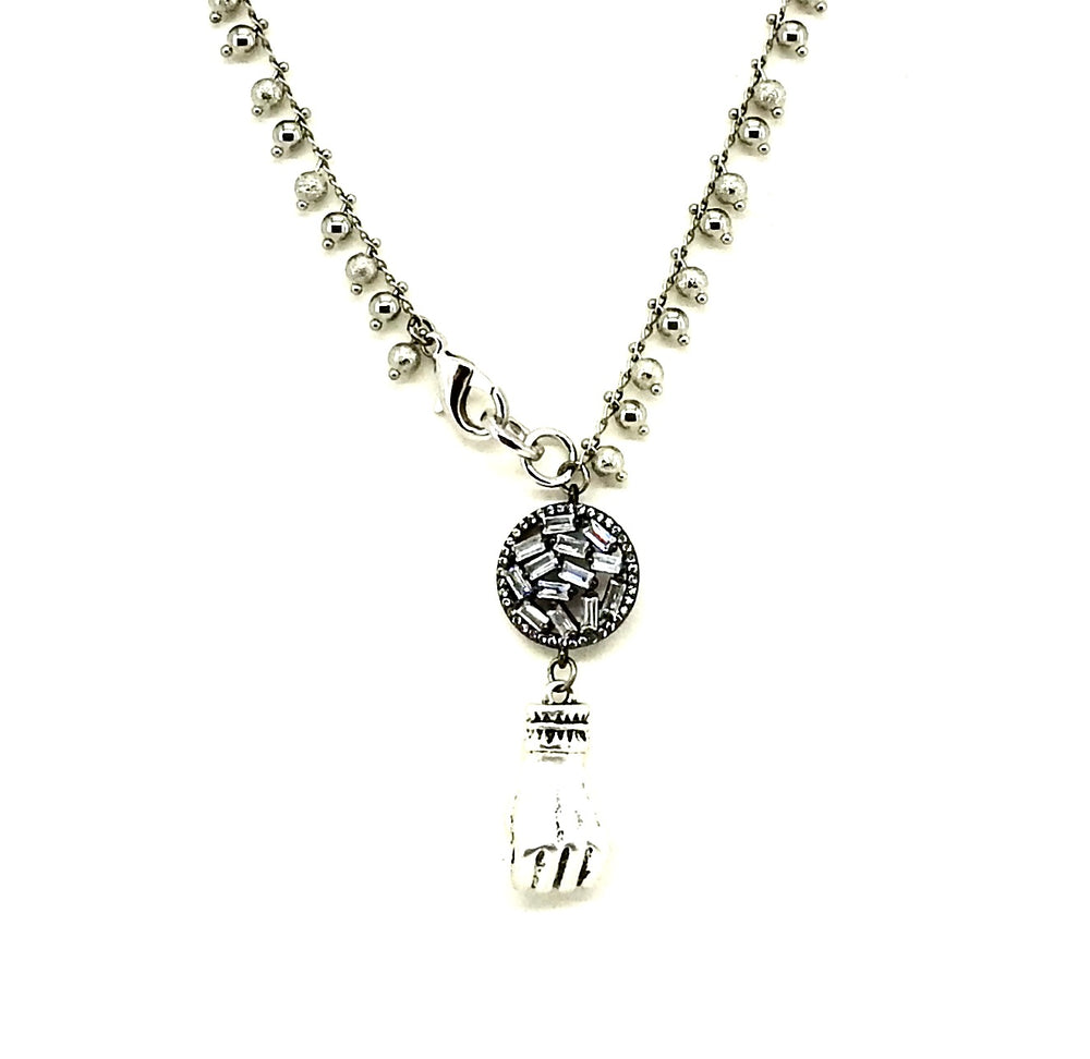 FISTS OF FURY BLACK & SILVER COIN NECKLACE