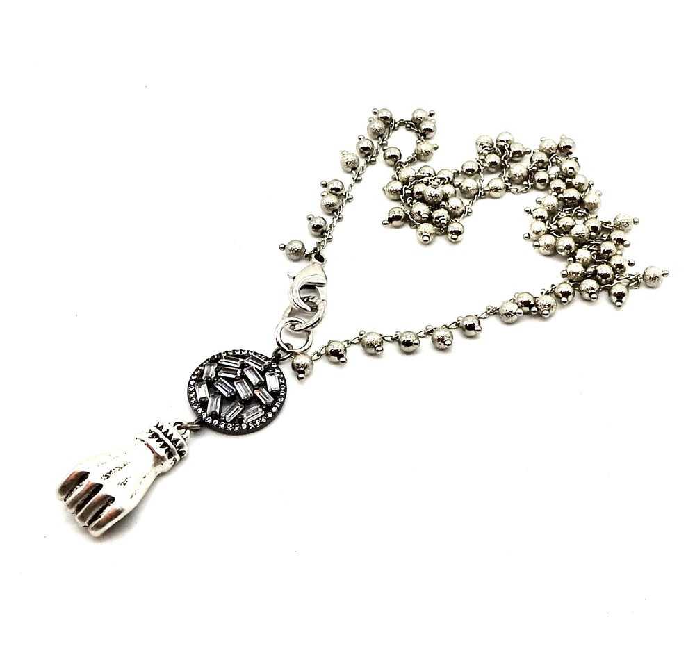 FISTS OF FURY BLACK & SILVER COIN NECKLACE