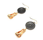 FISTS OF FURY BLACK & GOLD SUNFLOWER EARRINGS