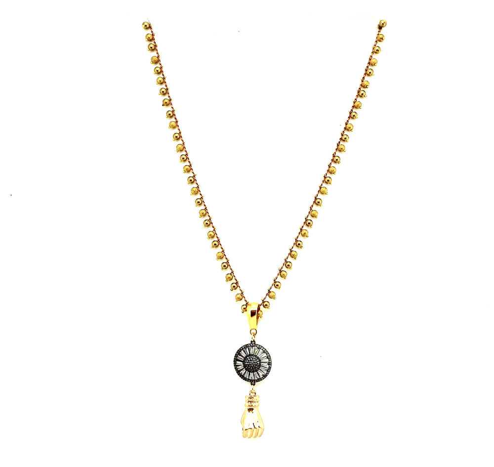 FISTS OF FURY BLACK & GOLD SUNFLOWER NECKLACE