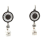 FISTS OF FURY BLACK & SILVER SUNFLOWER EARRINGS