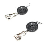 FISTS OF FURY BLACK & SILVER SUNFLOWER EARRINGS