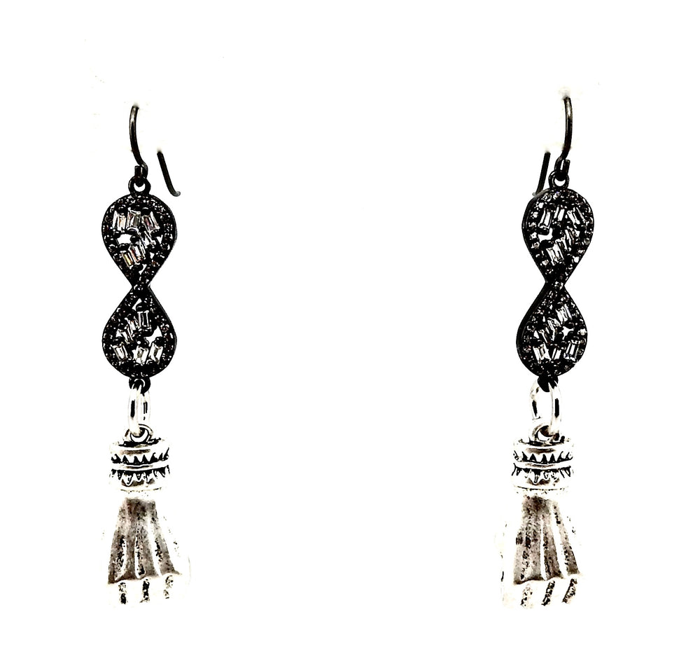 FISTS OF FURY BLACK & SILVER INFINITY EARRINGS