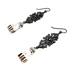 FISTS OF FURY BLACK & SILVER FILAGREE EARRINGS