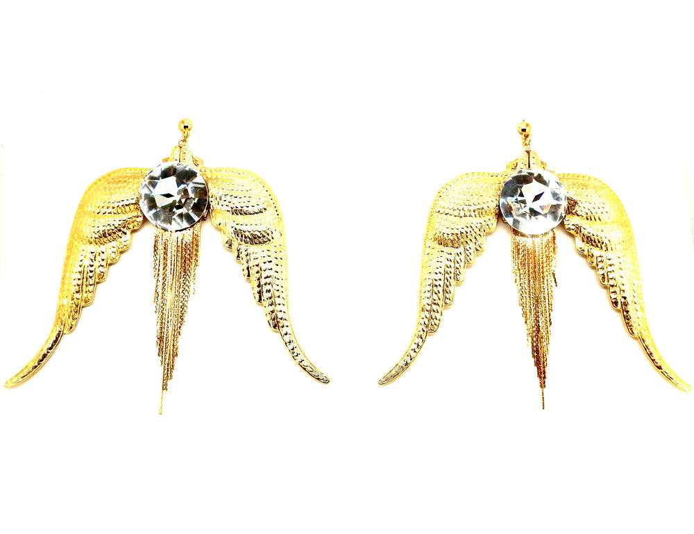 WESTRAY GOLDEN PANTHER FRINGE EARRINGS