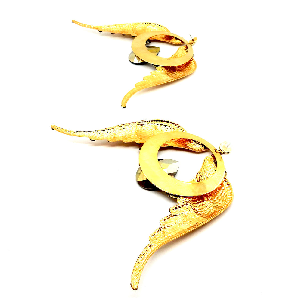 WESTRAY GOLD RHINESTONE PANTHER EARRINGS