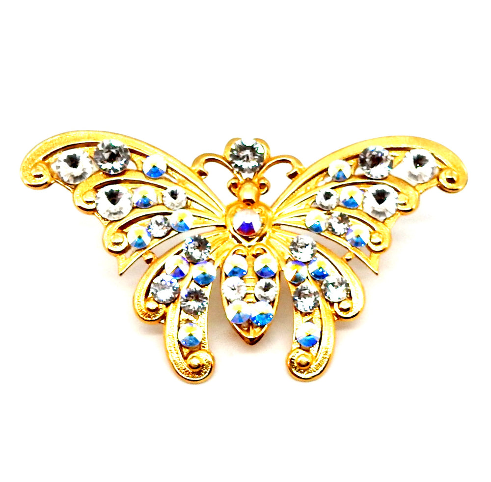 WESTRAY GOLD BUTTERFLY KNIFE RHINESTONE RING