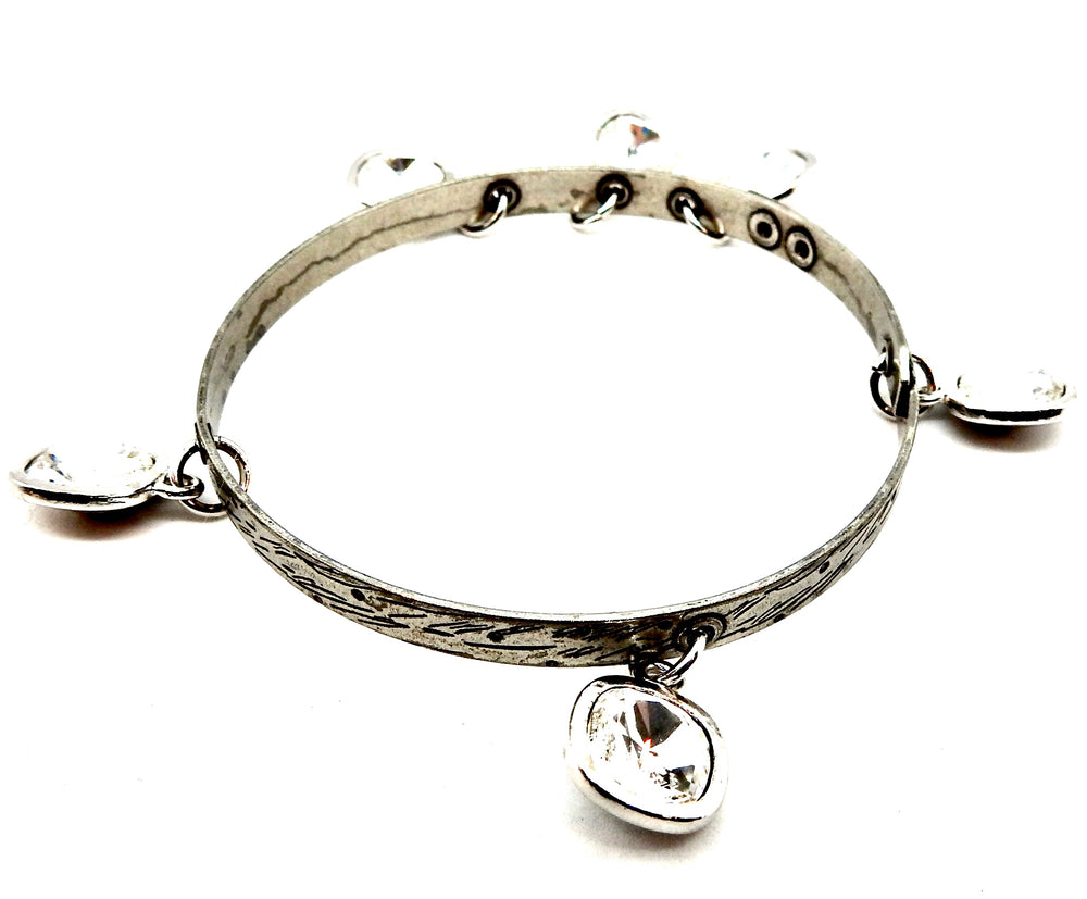 THUNDERBIRD CRYSTAL TIGER DROP BANGLE SILVER