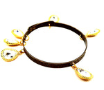 THUNDERBIRD CRYSTAL MOON DROP BANGLE GOLD