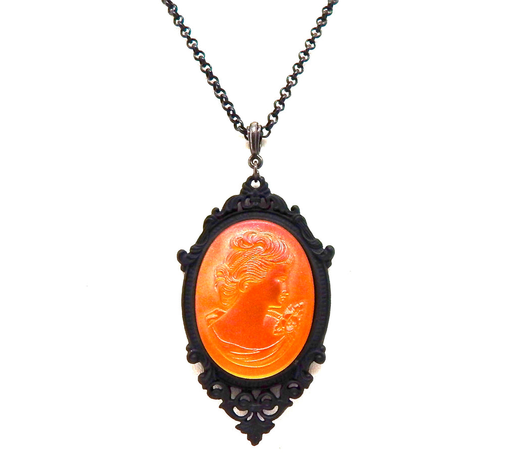 IMPERIAL GLASS FIREBIRD LADY CAMEO NECKLACE