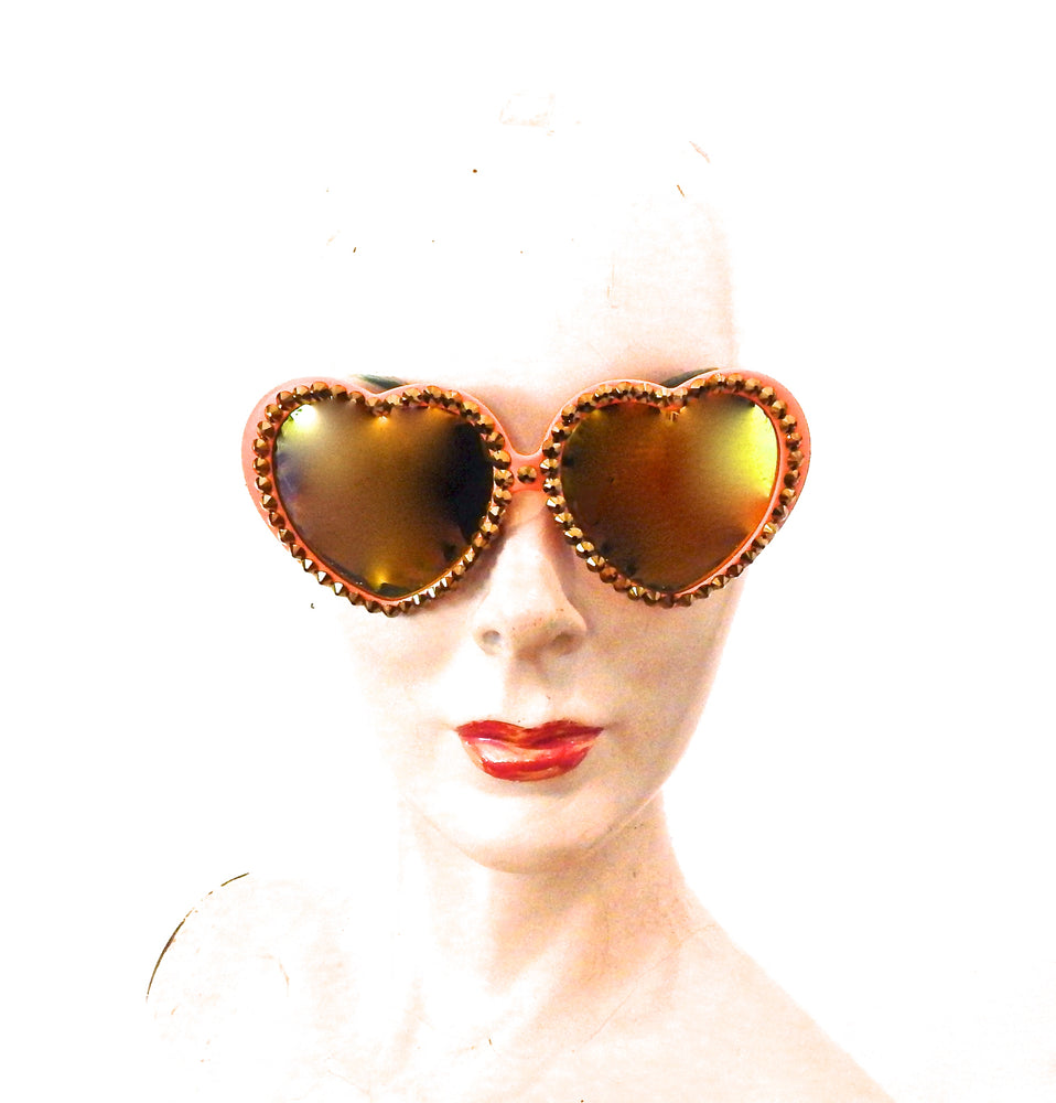 LOLITA DORADO ACID RHINESTONE HEART SUNGLASSES