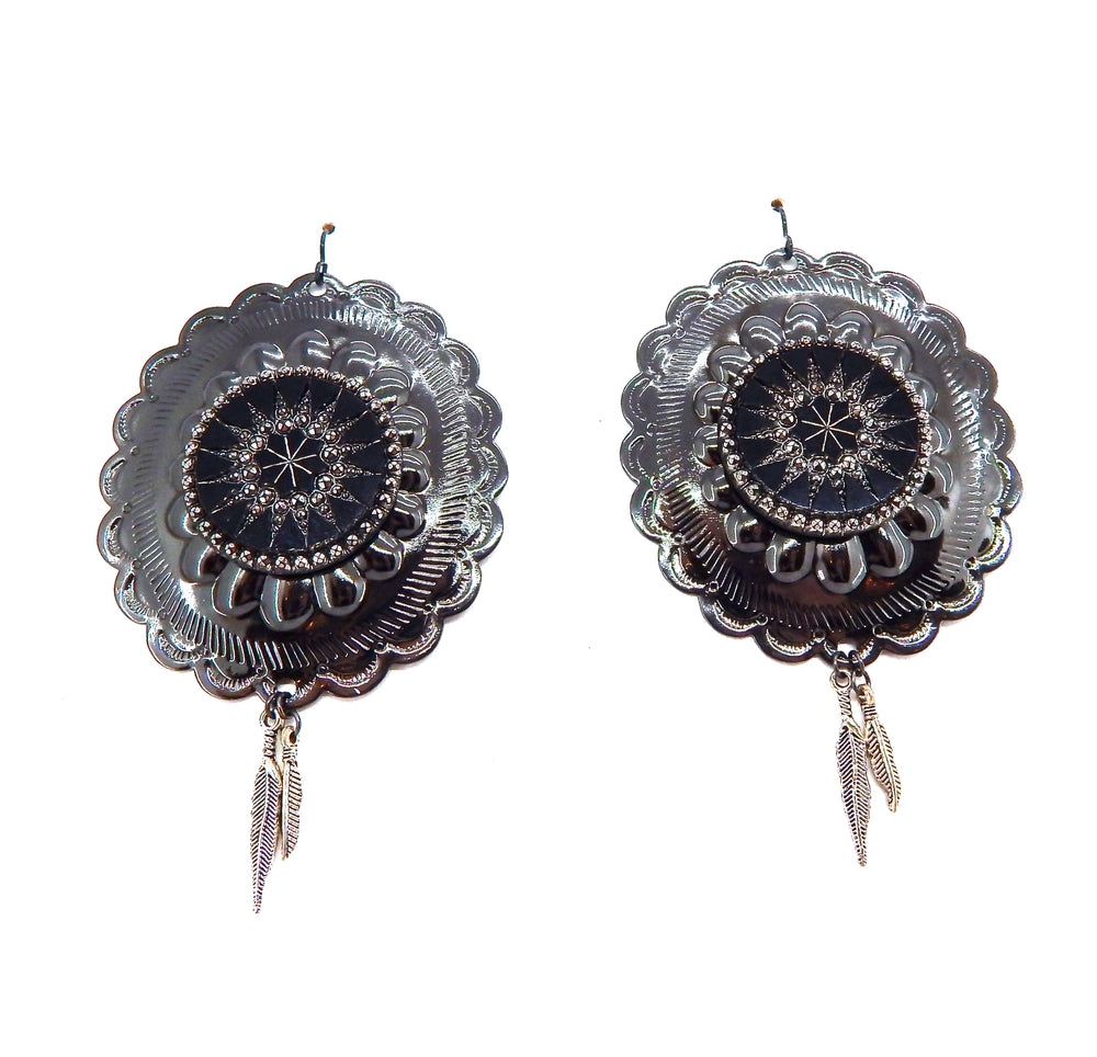 PONDEROSA PONY EXPRESS CONCHO EARRINGS