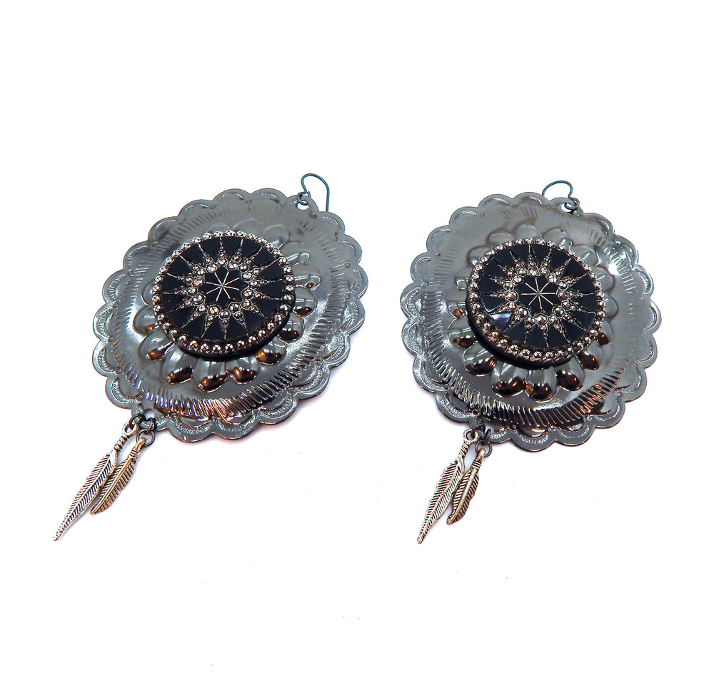 PONDEROSA PONY EXPRESS CONCHO EARRINGS