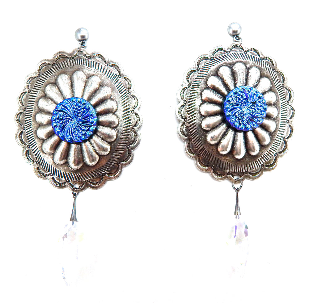 PONDEROSA KID BLUE CONCHO EARRINGS