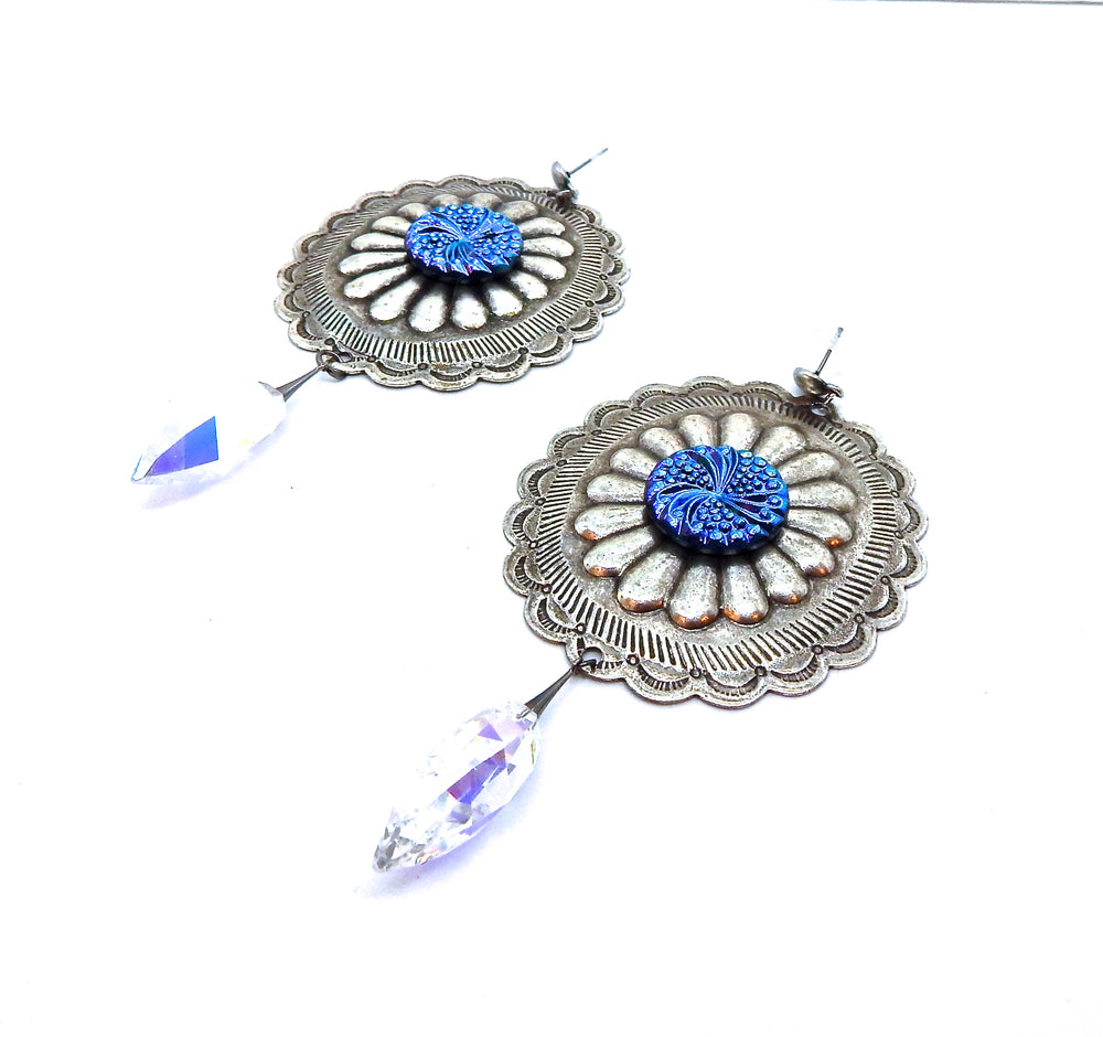 PONDEROSA KID BLUE CONCHO EARRINGS