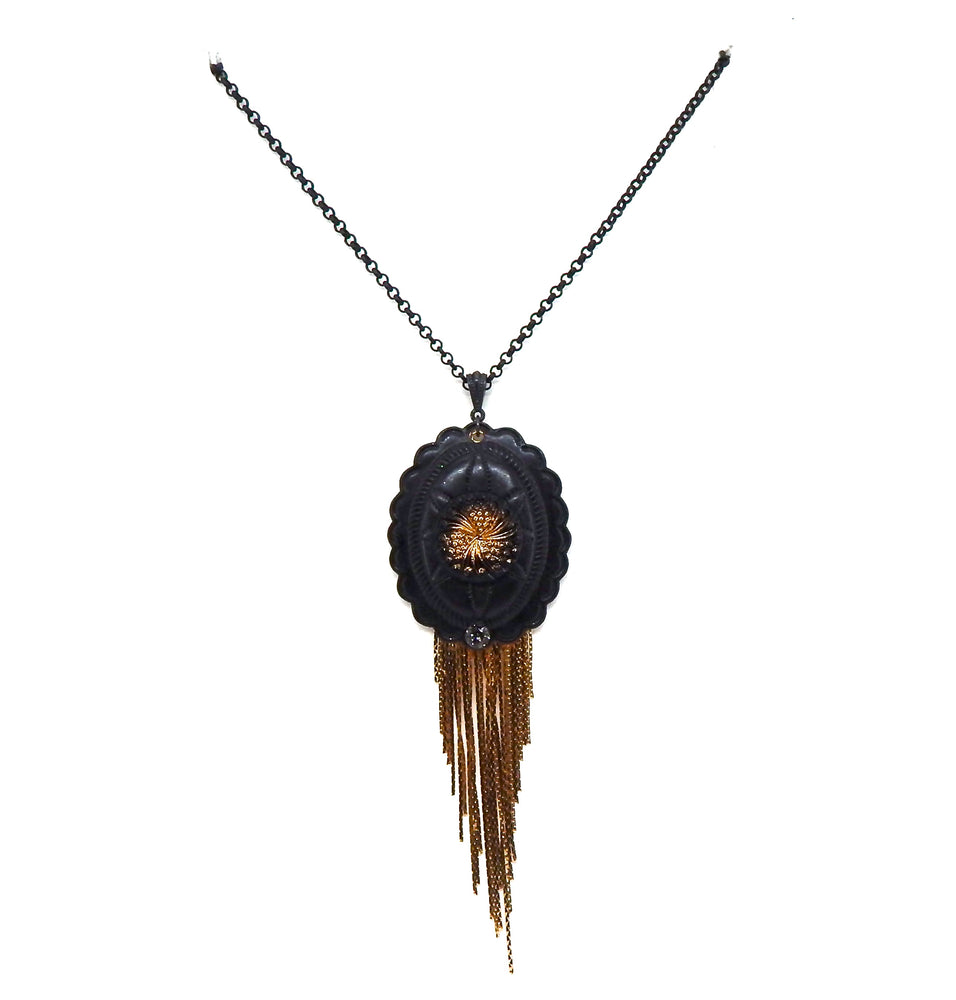 PONDEROSA LONE STAR CONCHO FRINGE NECKLACE