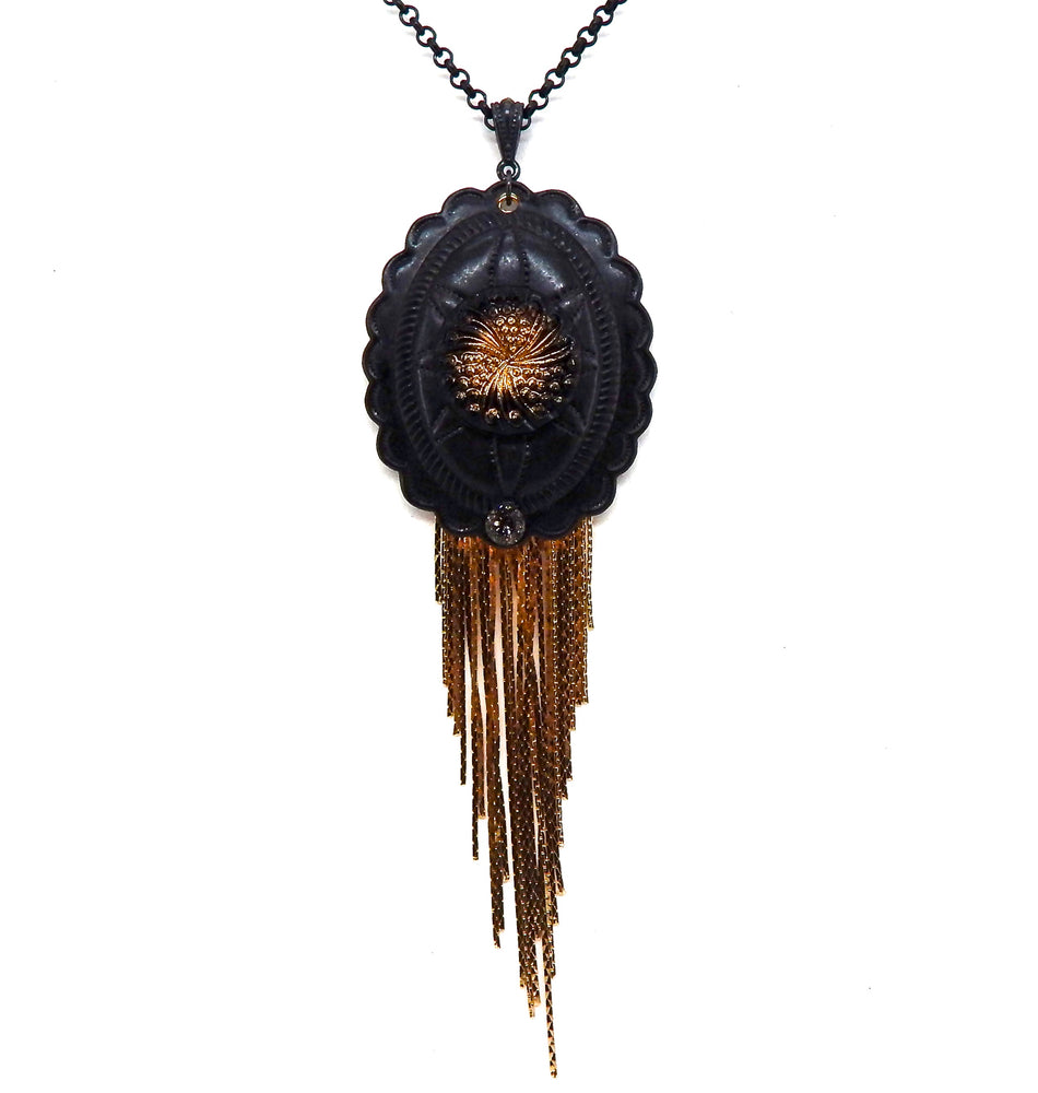 PONDEROSA LONE STAR CONCHO FRINGE NECKLACE