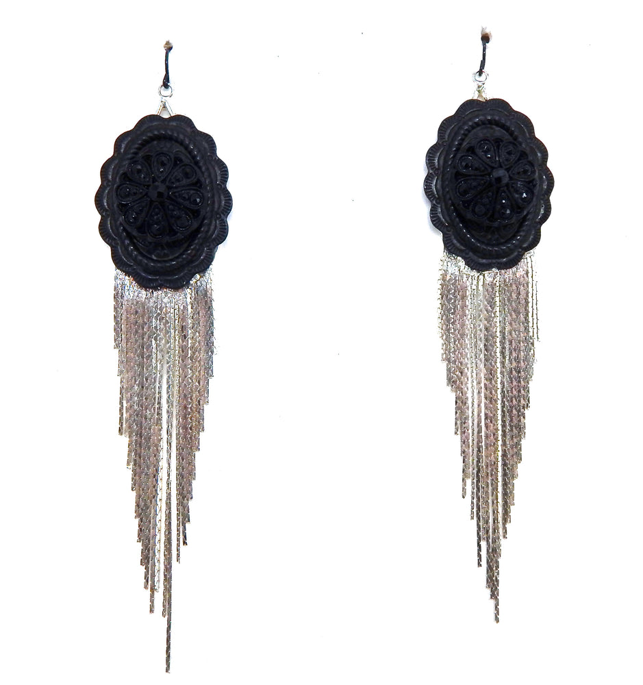 PONDEROSA UNFORGIVEN CONCHO FRINGE EARRINGS