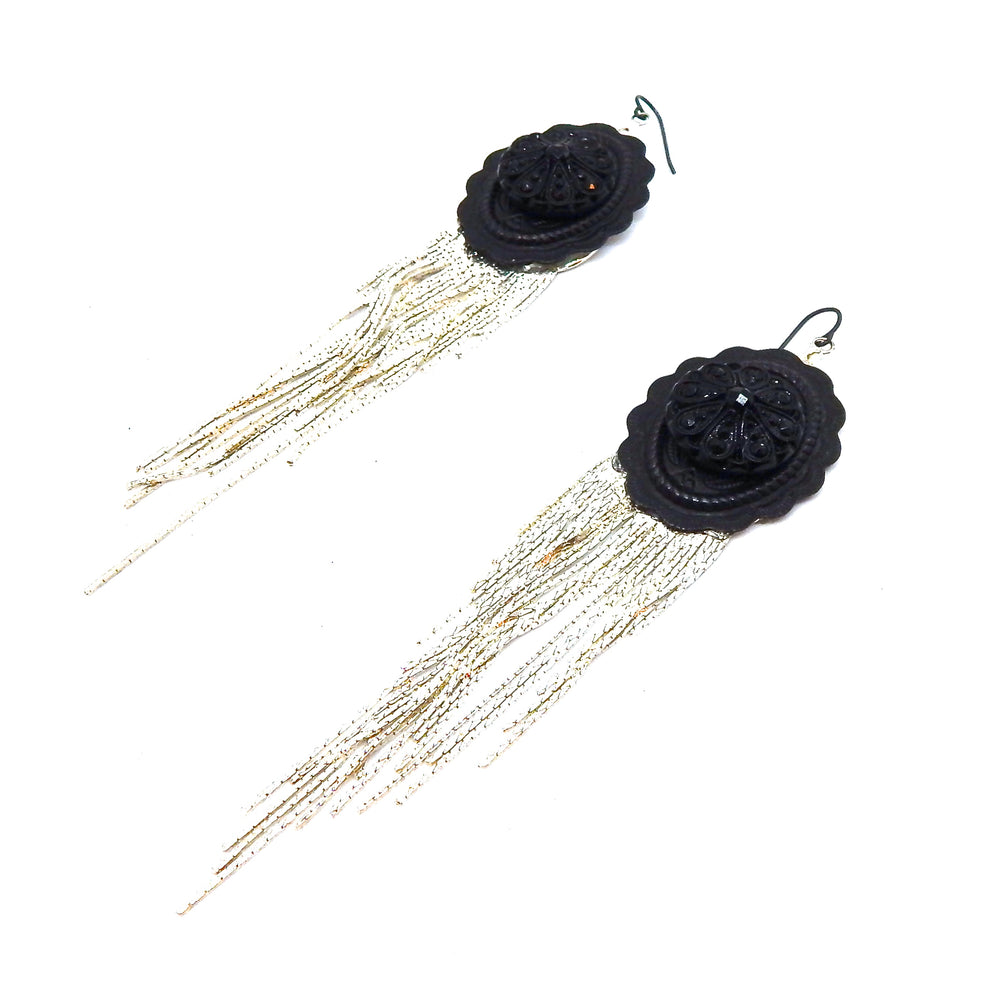 PONDEROSA UNFORGIVEN CONCHO FRINGE EARRINGS