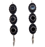 PONDEROSA LONGMIRE SMOKE CONCHO FEATHER EARRINGS