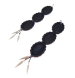 PONDEROSA LONGMIRE SMOKE CONCHO FEATHER EARRINGS