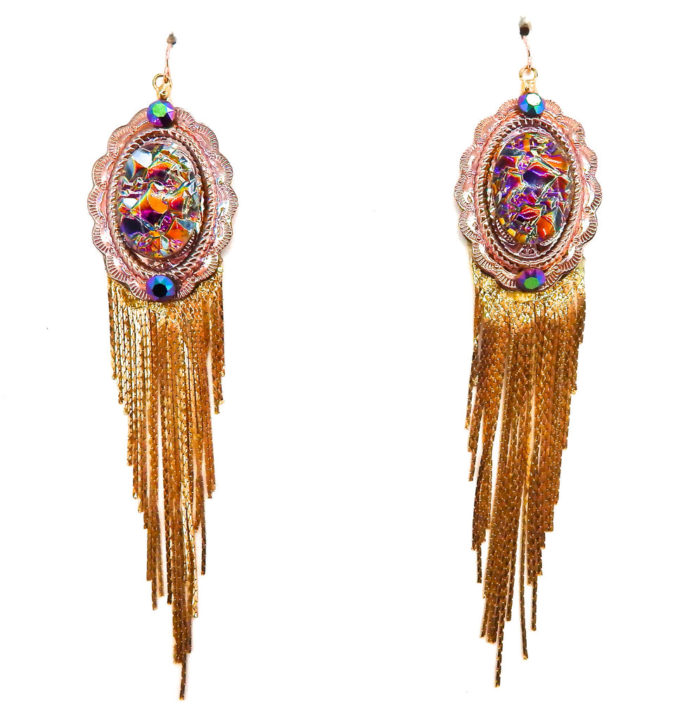 PONDEROSA ARIZONA COLT CONCHO FRINGE EARRINGS