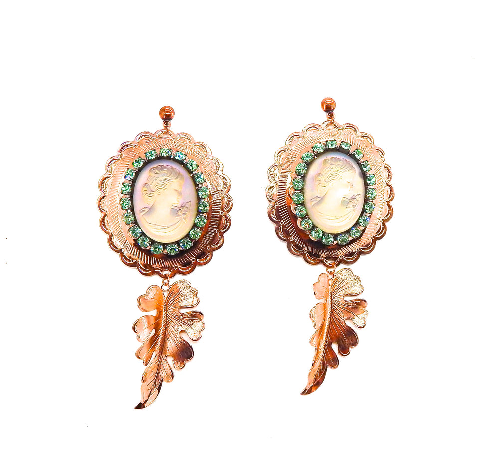 PONDEROSA SPANISH LAVENDER CAMEO CONCHO EARRINGS