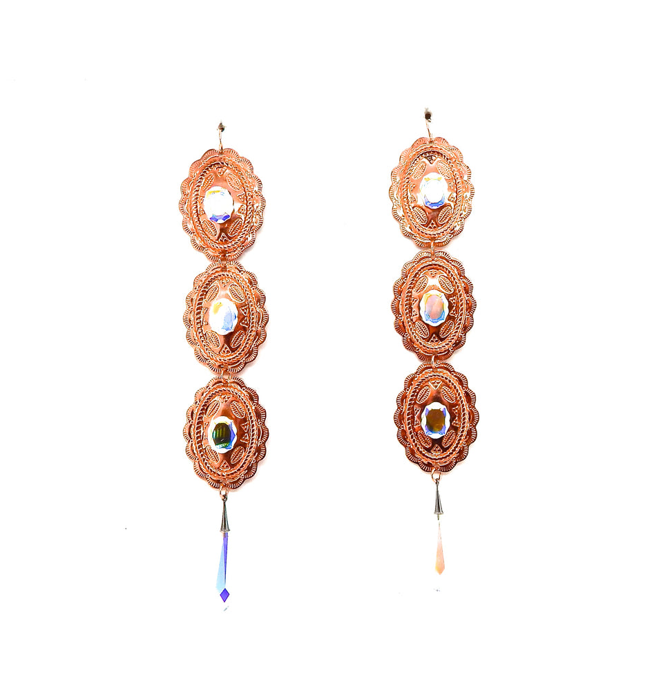 PONDEROSA LONGMIRE PINK FOX OPAL CONCHO EARRINGS