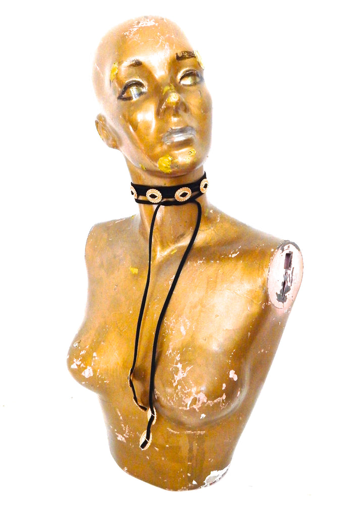 BILLIE JEAN 9 GOLD CONCHO BLACK BOLO TIE