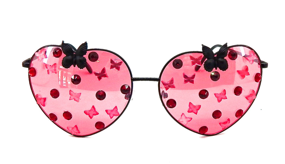 FAIRY REBEL PAINTED LADY RAVEN BUTTERFLY JUMBO HEART SUNGLASSSES